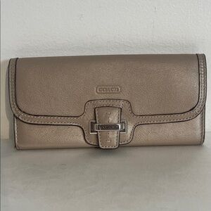 Coach Taylor Metallic Taupe Leather Wallet